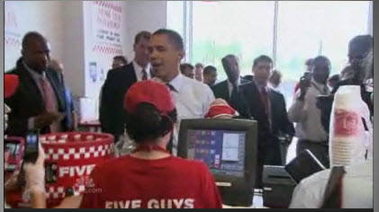 President Obama gets his hamburger. Photo: MSNBC