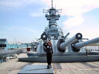 Sandra at attention on the Battleship