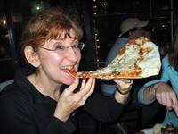 Enjoying Vinnie Van Go Go\'s Pizza