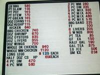 Menu on the wall at Parker\'s BBQ, Wilson
