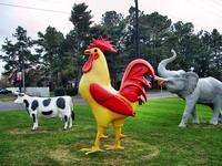 Animals at a gas station