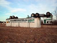 Upside-down truck at mile 54