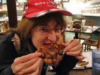 Sandra chowing down at Fuller\'s BBQ, Lumberton