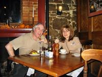 Sandra and Stan eating at the Olde Bryan Inn, Saratoga Springs
