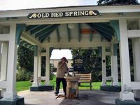 Drinking Old Red Spring water, Saratoga Springs